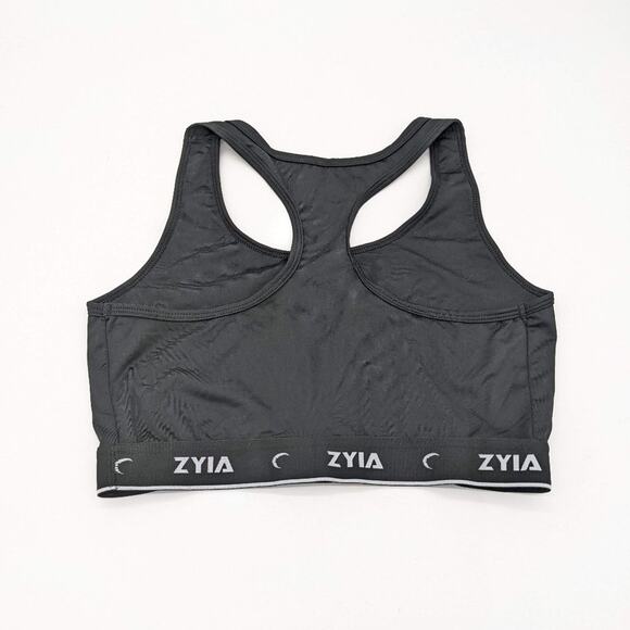 Zyia Active Black Racerback Comfort Sports Bra Logo Spellout Band Size S - Picture 4 of 4